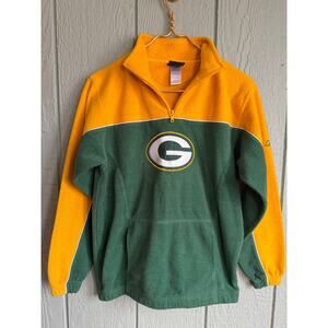 Vintage 90s Reebok Green Bay Packers Fleece 3/4 Zip, Youth Large